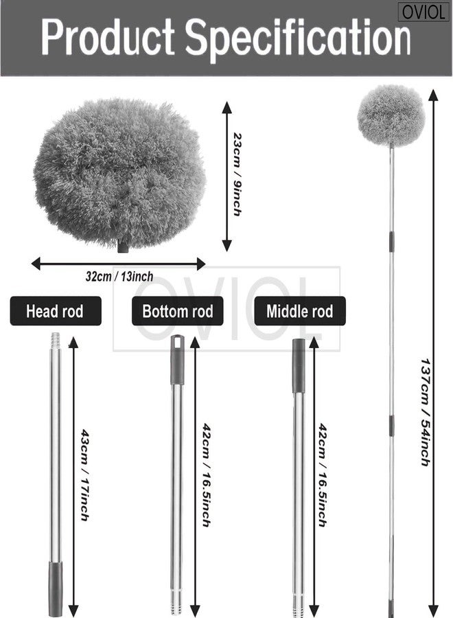 OVIOL Fan Cleaner Brush with Long Rod Flexible Fan Cleaning Mop Microfiber Dust Cleaner Foldable Duster for Home Cleaning Microfiber Duster Cleaning Home, Kitchen, Car, Ceiling(Grey) - Image 2